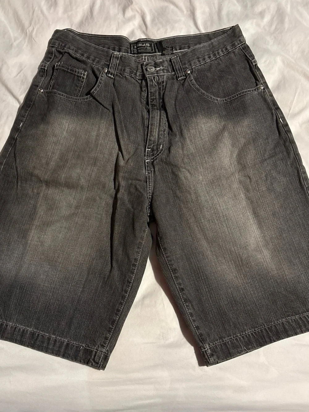 Men's Black Washed Denim Jean Shorts - Relaxed Fit